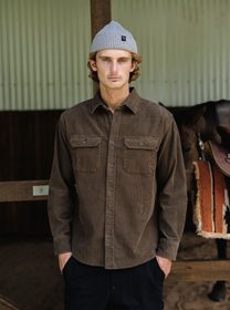 Jack Sacks beanie and brown shirt look